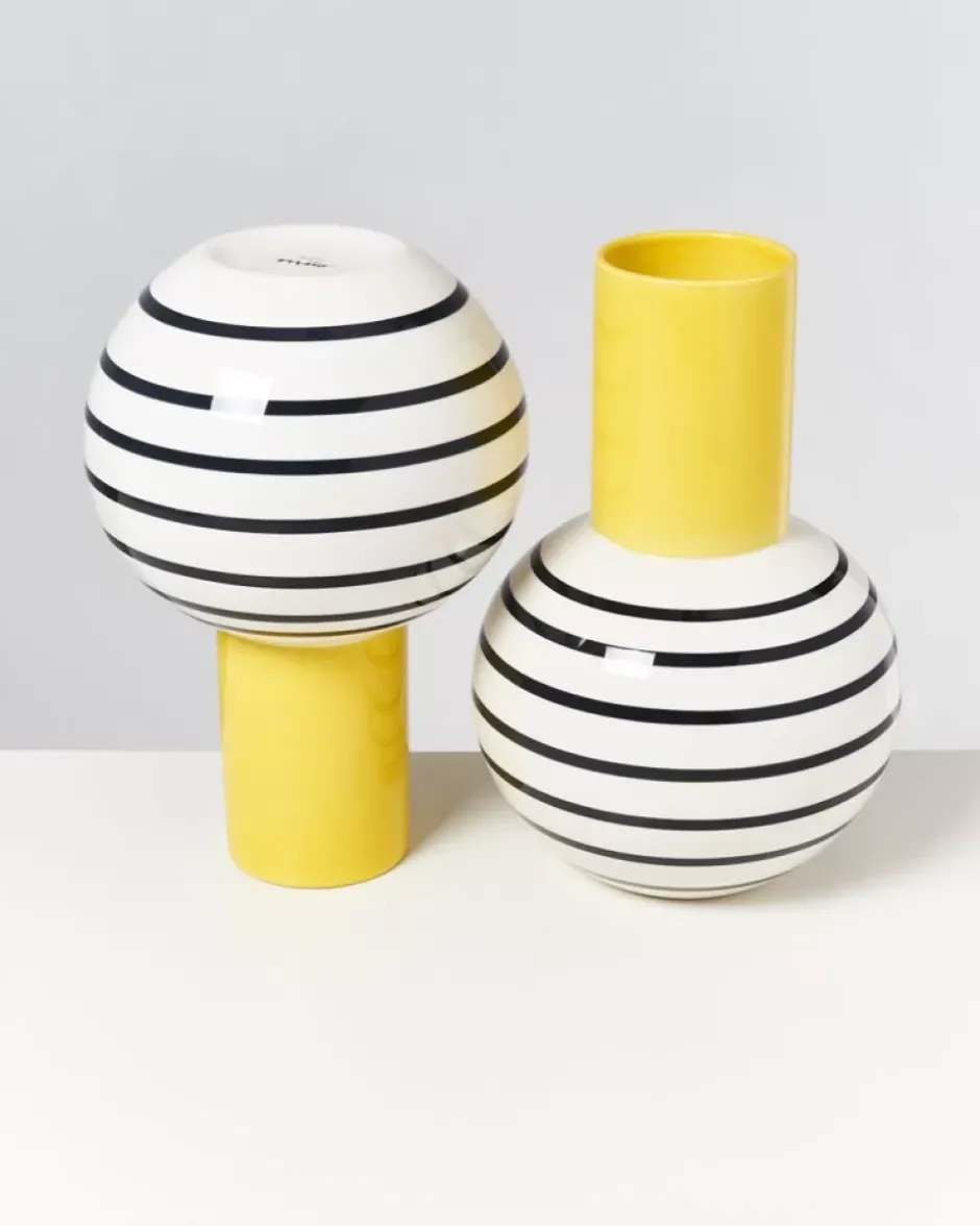 Bola Vase L Gelb Schwarz Gestreift^Motel a Miio