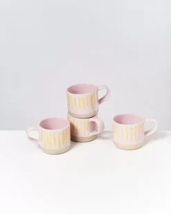 Nodoa 4Er Set Tasse Rosa Gelb Gestreift^Motel a Miio Outlet