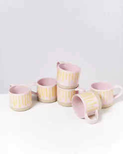Nodoa 6Er Set Tasse Rosa Gelb Gestreift^Motel a Miio Sale