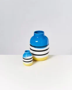 Nuno Vase S Schwarz-Weis Gestreift Mit Blau^Motel a Miio Clearance
